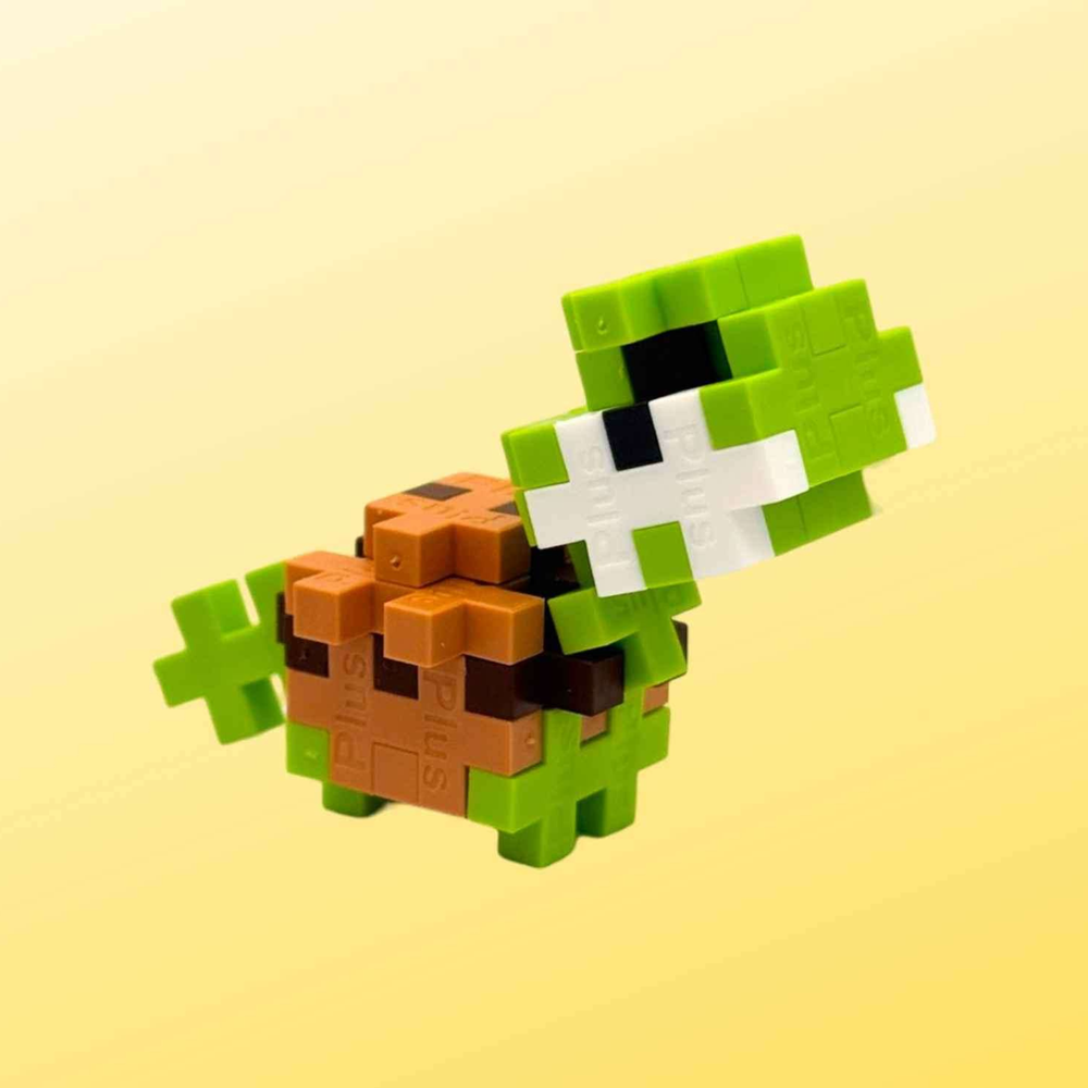 A 3D turtle made with Plus-Plus blocks