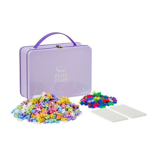 Metal Suitcase - 600 pc in pastel purple with pastel pieces and baseplates