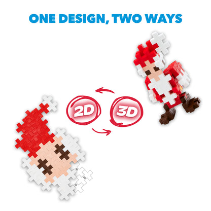 One design, two ways: a flat 2D Santa build and a standing 3D Santa build